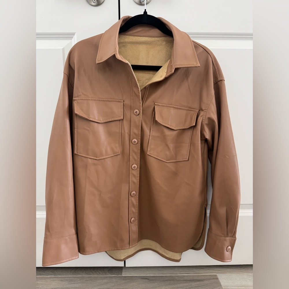 Faux Leather Shacket
